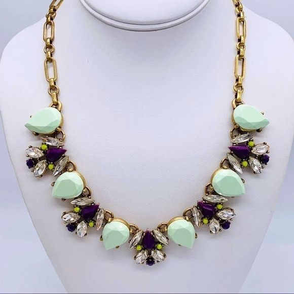 J. Crew Jewelry - J. Crew Mint Green Purple Gold Necklace